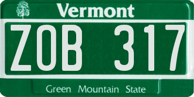 VT license plate ZOB317