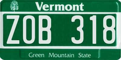 VT license plate ZOB318