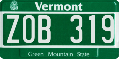 VT license plate ZOB319