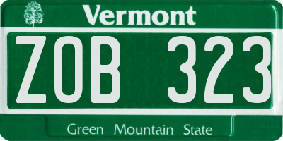 VT license plate ZOB323