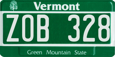 VT license plate ZOB328