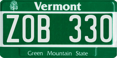 VT license plate ZOB330
