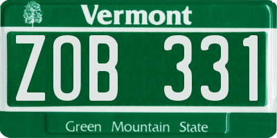 VT license plate ZOB331