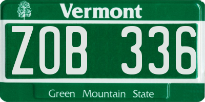 VT license plate ZOB336