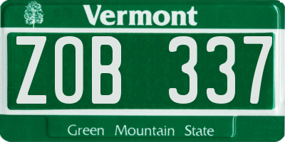 VT license plate ZOB337