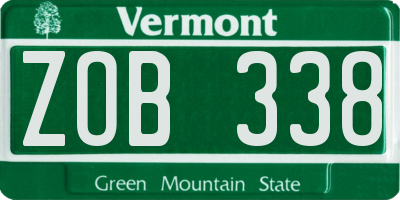 VT license plate ZOB338