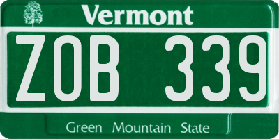 VT license plate ZOB339