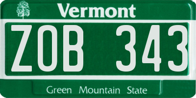 VT license plate ZOB343