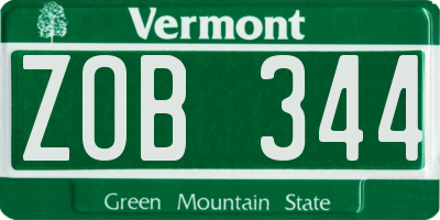 VT license plate ZOB344
