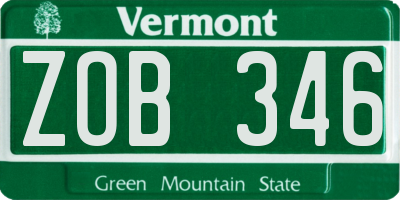 VT license plate ZOB346