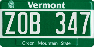 VT license plate ZOB347