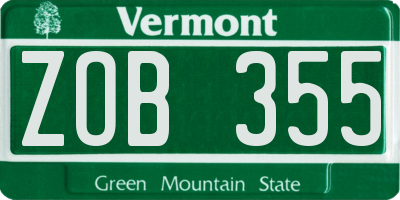 VT license plate ZOB355