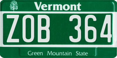 VT license plate ZOB364