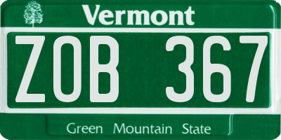 VT license plate ZOB367