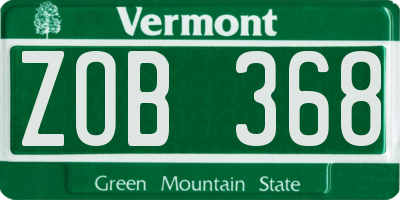 VT license plate ZOB368