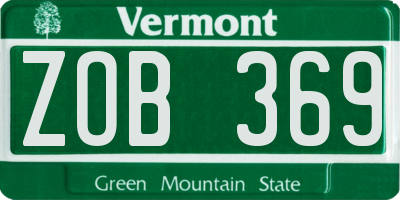 VT license plate ZOB369