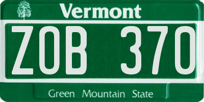 VT license plate ZOB370