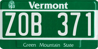 VT license plate ZOB371