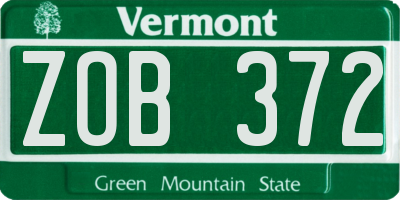 VT license plate ZOB372