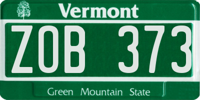 VT license plate ZOB373