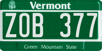 VT license plate ZOB377