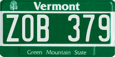 VT license plate ZOB379