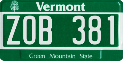 VT license plate ZOB381
