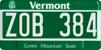 VT license plate ZOB384