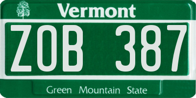 VT license plate ZOB387