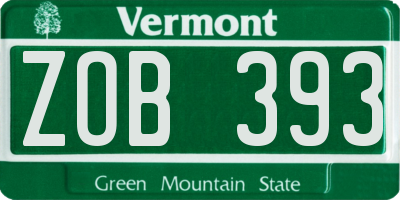 VT license plate ZOB393