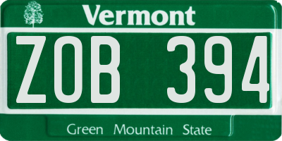 VT license plate ZOB394