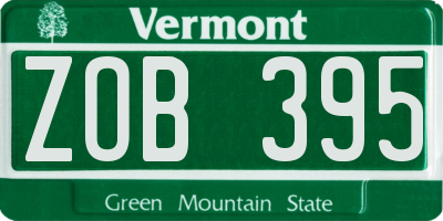 VT license plate ZOB395