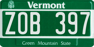 VT license plate ZOB397