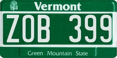 VT license plate ZOB399