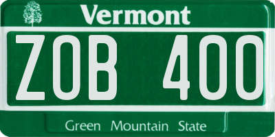 VT license plate ZOB400