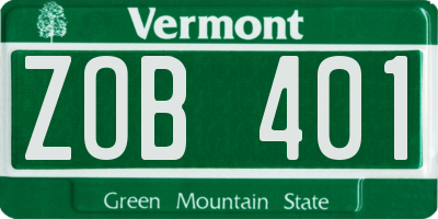 VT license plate ZOB401
