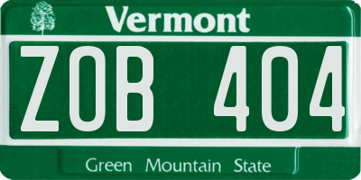 VT license plate ZOB404