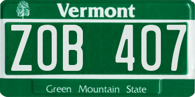 VT license plate ZOB407