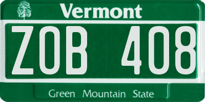 VT license plate ZOB408
