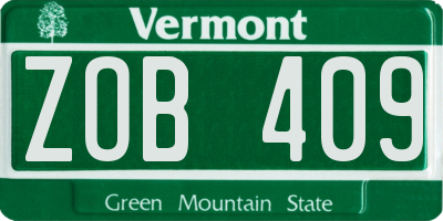 VT license plate ZOB409