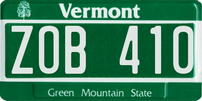 VT license plate ZOB410