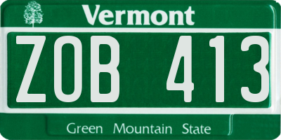 VT license plate ZOB413