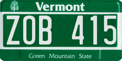 VT license plate ZOB415