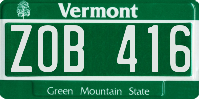 VT license plate ZOB416