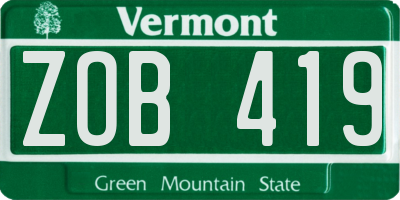 VT license plate ZOB419