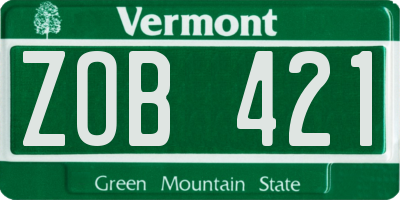 VT license plate ZOB421