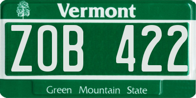 VT license plate ZOB422