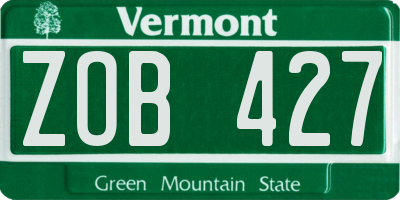 VT license plate ZOB427