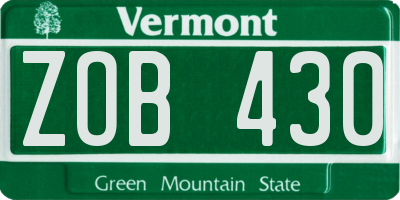 VT license plate ZOB430