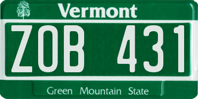 VT license plate ZOB431